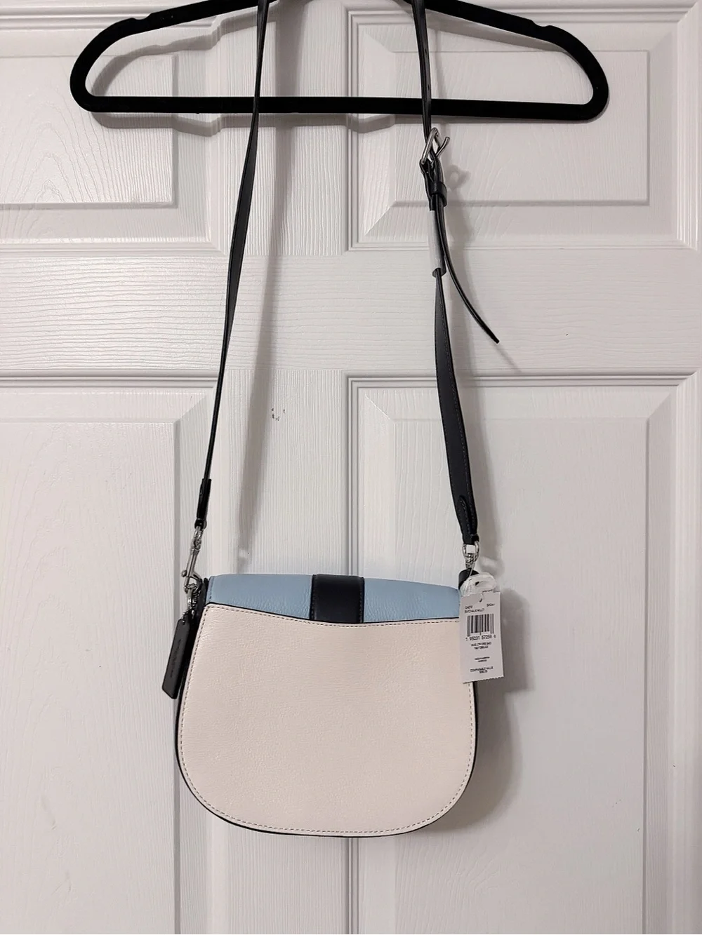 Coach Colorblock Leather Crossbody Bag - Light Blue/Red/Cream/Black